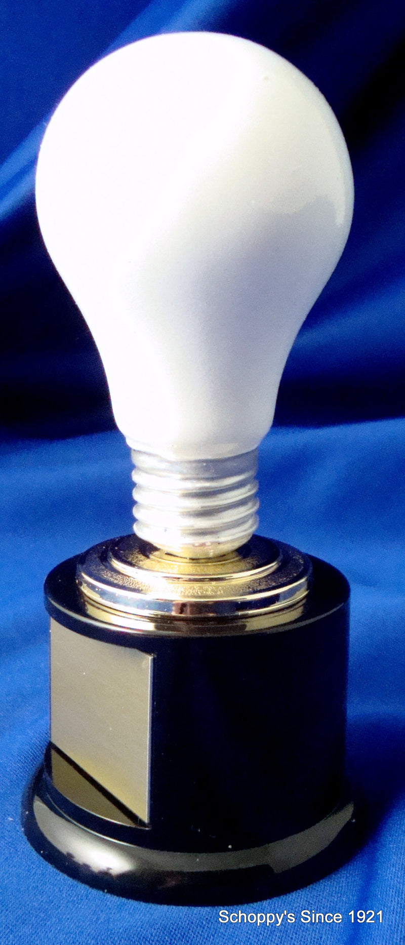 White Light Bulb On Black Round Base-Trophy-Schoppy&