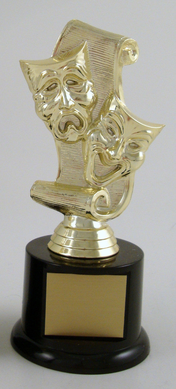Drama Mask Trophy on Black Round Base-Trophies-Schoppy&