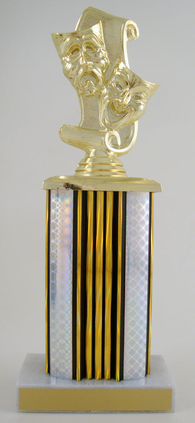 Drama Mask Trophy With Rectangular Column-Trophies-Schoppy's Since 1921