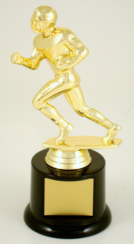 Football Runner Trophy On Black Round Base-Trophy-Schoppy&