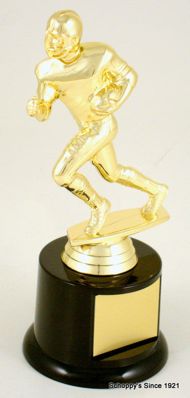 Football Runner Trophy On Black Round Base-Trophy-Schoppy&