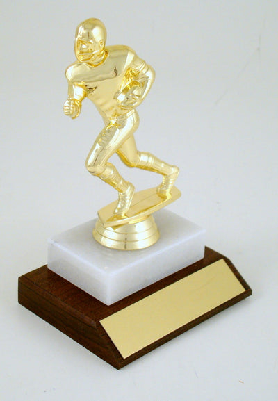Football Runner Small Trophy on Marble & Wood Base-Trophies-Schoppy's Since 1921