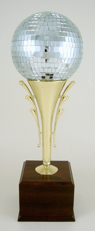 Large Disco Ball Stem Riser on Wood Base-Trophy-Schoppy's Since 1921