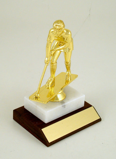 Field Hockey Trophy on Marble and Wood Slant Base-Trophies-Schoppy's Since 1921