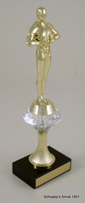 Achievement Trophy with Diamond Stem Riser on Black Marble Base-Trophy-Schoppy&