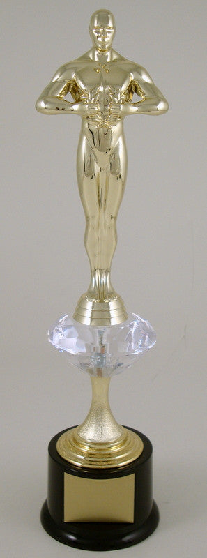 Achievement Trophy with Diamond Stem Riser on Black Round Base-Trophy-Schoppy's Since 1921