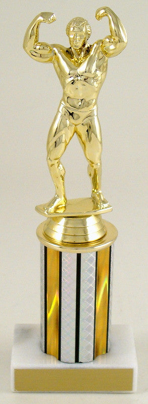 Body Builder Trophy on Round Column-Trophy-Schoppy's Since 1921