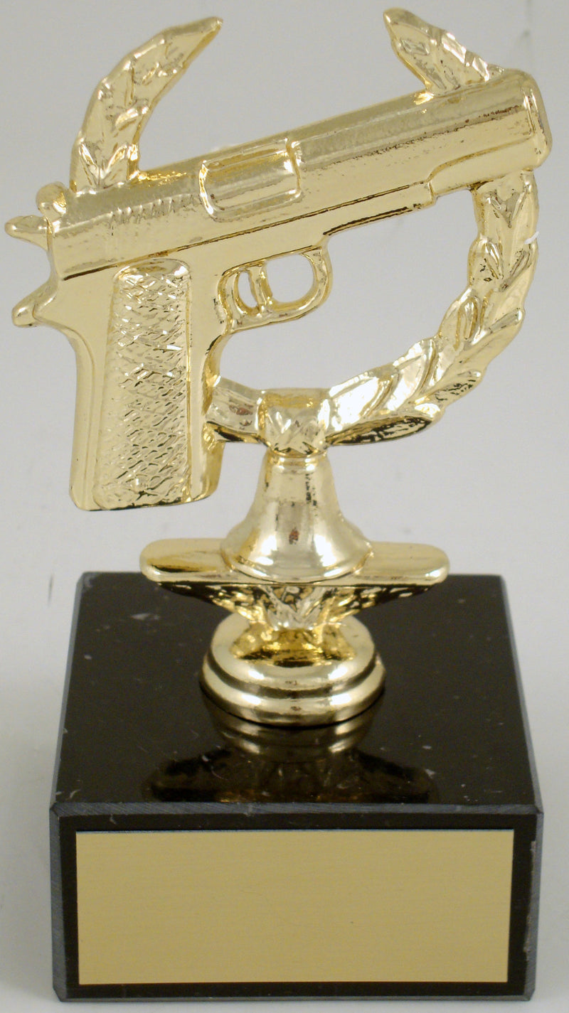 Handgun Figure On Black Marble Base-Trophy-Schoppy&