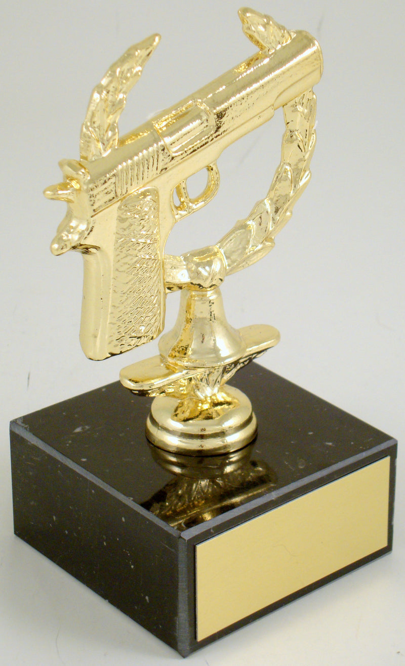 Handgun Figure On Black Marble Base-Trophy-Schoppy&