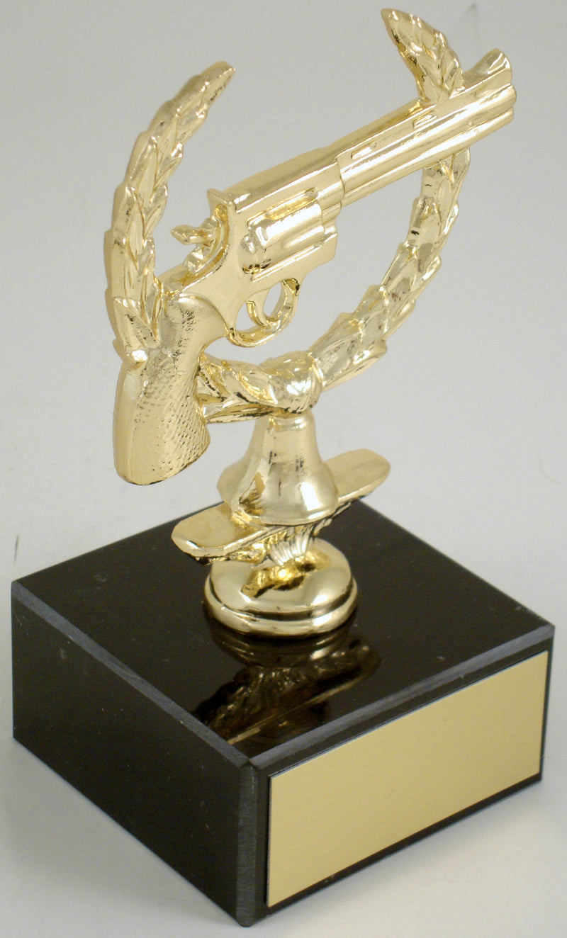 Handgun Figure On Black Marble Base-Trophy-Schoppy&