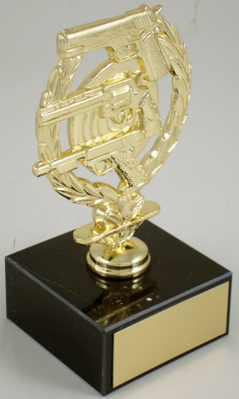 Handgun Figure On Black Marble Base-Trophy-Schoppy&