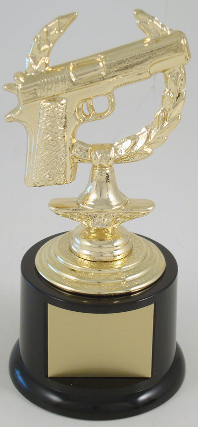 Handgun Figure On Medium Black Round Base-Trophy-Schoppy's Since 1921