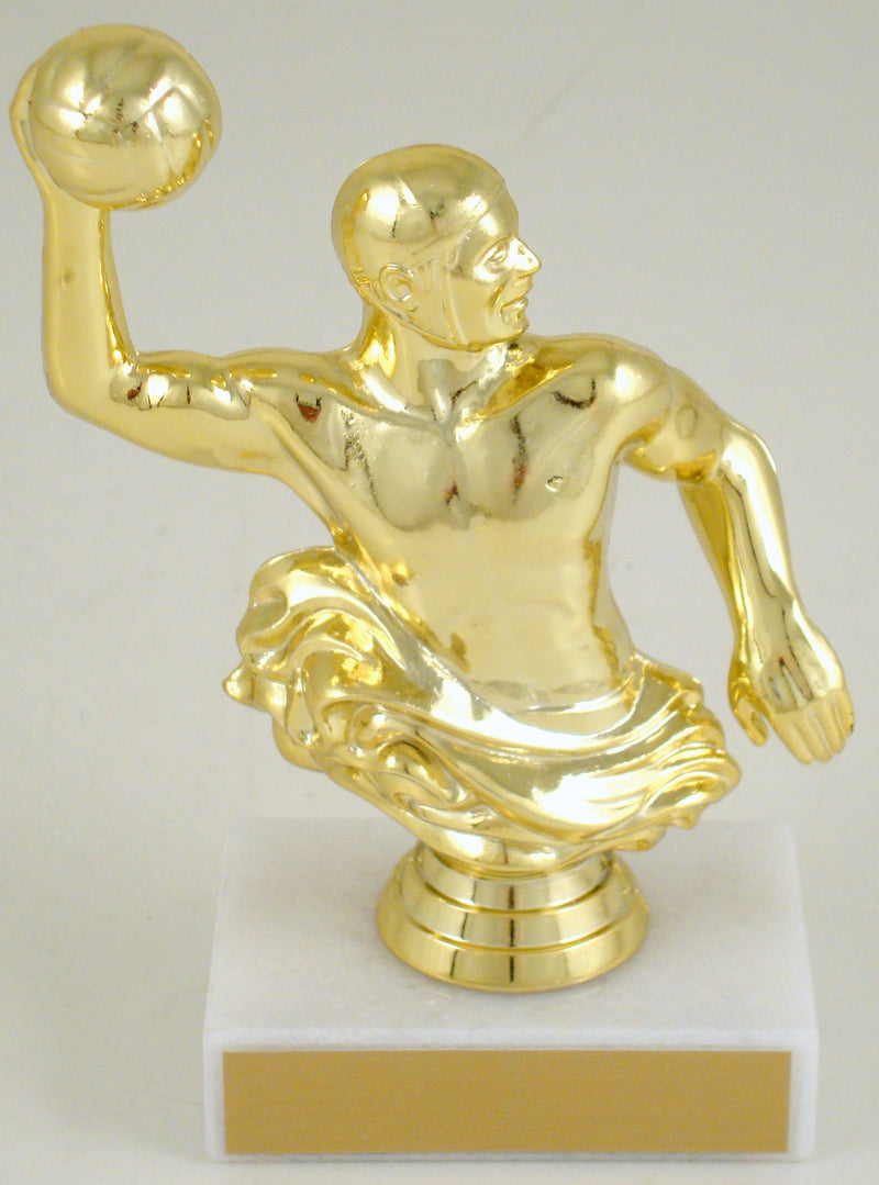 Water Polo Player Trophy On Flat White Marble-Trophy-Schoppy&