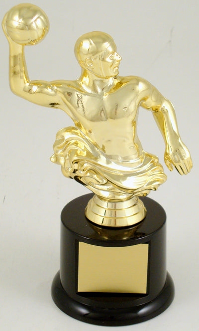 Water Polo Player Trophy On Black Round Base-Trophy-Schoppy's Since 1921