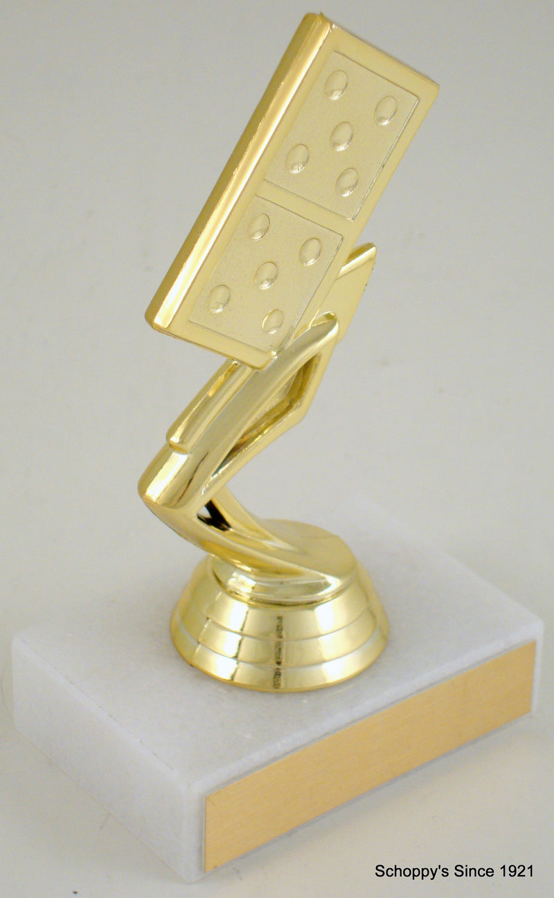 Domino Piece Trophy On Flat White Marble-Trophy-Schoppy&