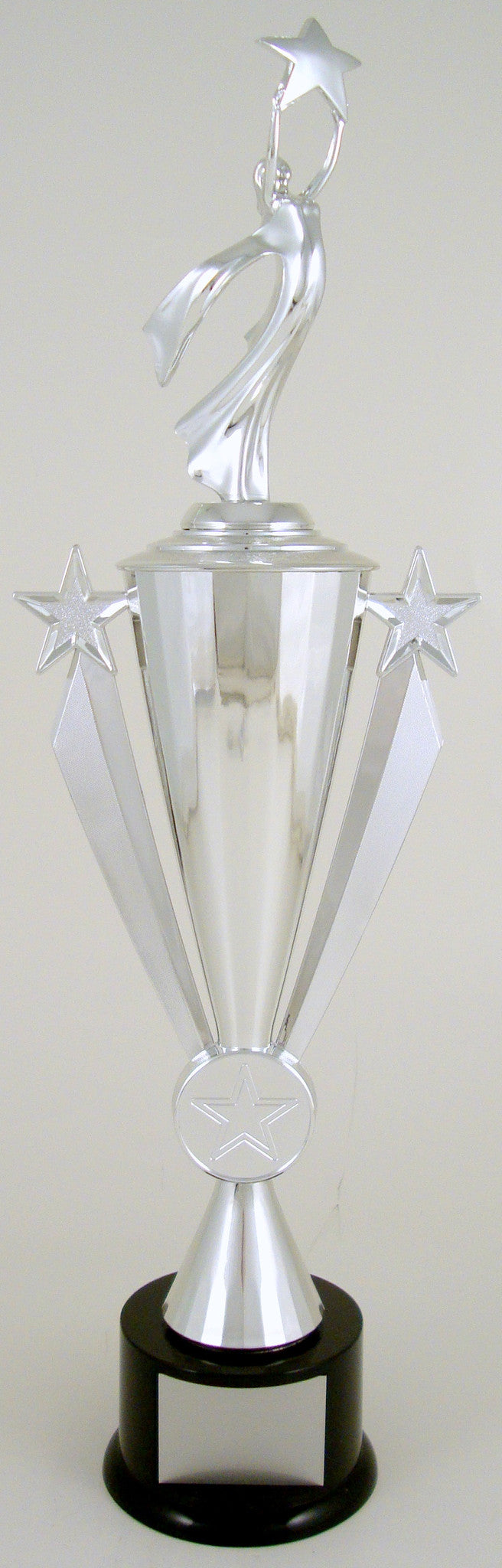 Silver Victory Star Trophy On Black Round Base-Trophy-Schoppy&