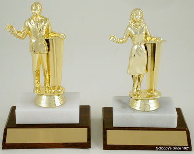 Debater Figure On Wood And Marble Base-Trophy-Schoppy's Since 1921