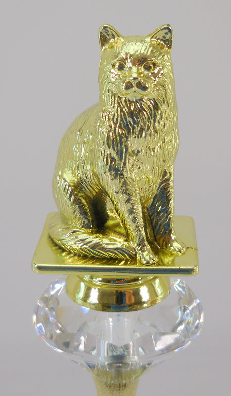 Cat Figure Diamond Riser Trophy on Wood and Marble Base-Trophy-Schoppy&