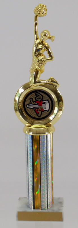 Cheerleader Logo Insert Figure Column Trophy-Trophy-Schoppy&
