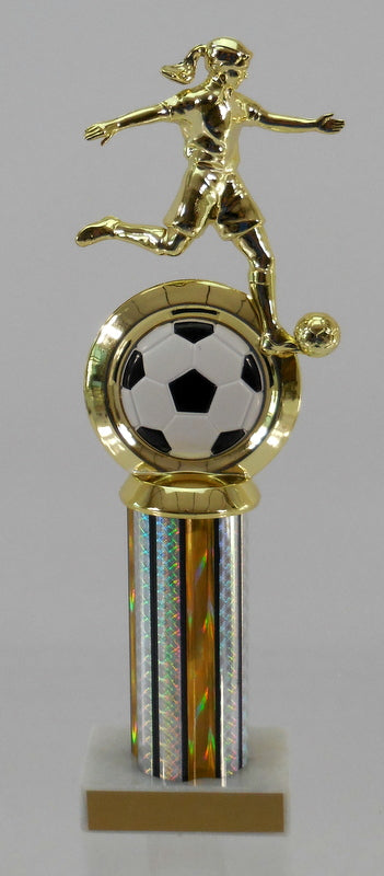 Soccer Logo Insert Figure Column Trophy-Trophy-Schoppy&