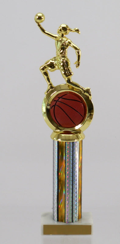 Basketball Logo Insert Figure Column Trophy-Trophy-Schoppy&