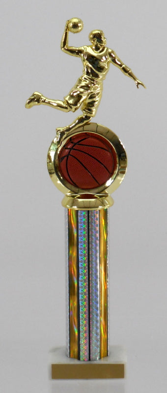 Basketball Logo Insert Figure Column Trophy-Trophy-Schoppy&