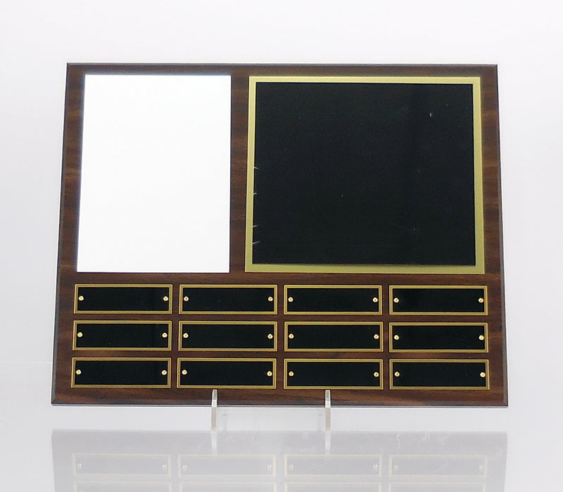 Black on Gold 12" x 15" Perpetual Plaque with Full Color Photo - 12 Plates-Plaque-Schoppy&