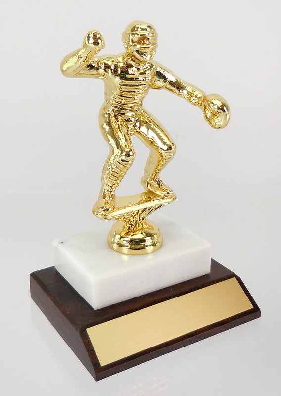 Baseball Catcher Metal Figure Trophy on Marble and Wood Base-Trophy-Schoppy&