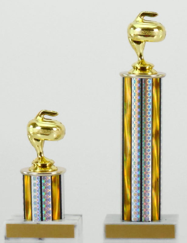 Curling Stone Trophy On Round Column-Trophies-Schoppy&