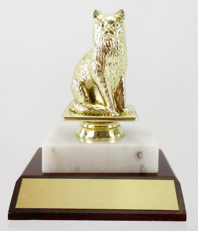 Cat Figure Trophy On Marble and Wood Base-Trophy-Schoppy's Since 1921