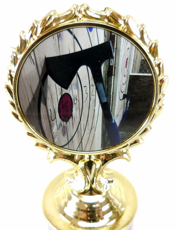 Axe Throwing Logo Trophy With Metal Roll Column On Marble-Trophy-Schoppy&