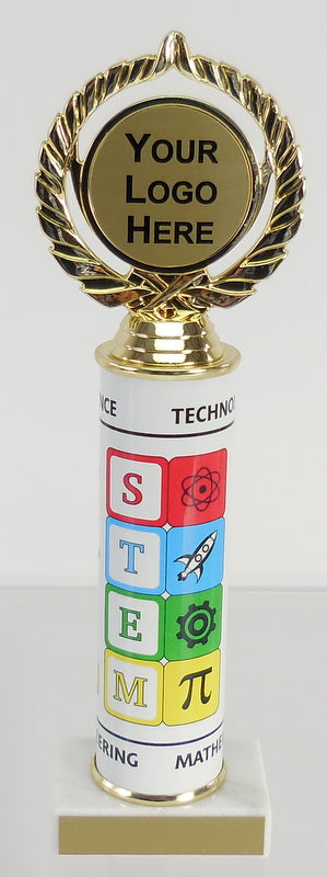 STEM Logo Trophy With Metal Roll Column On Marble-Trophy-Schoppy&