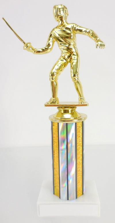 Fencing Trophy On Round Column-Trophies-Schoppy's Since 1921