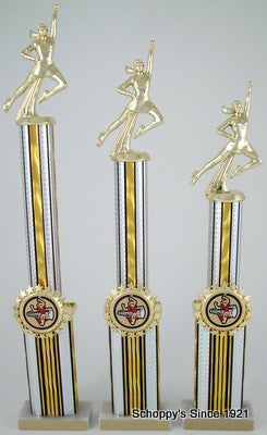 Double Column Cheerleading Trophy with Star Holder - Medium-Trophies-Schoppy&