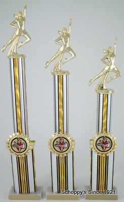 Double Column Cheerleading Trophy with Star Holder - Large-Trophies-Schoppy&