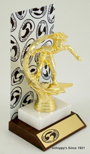 ESA Amoeba Trophy with Metal Backdrop On Marble and Wood Base-Trophies-Schoppy&