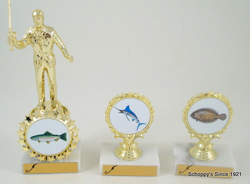 Fisherman Trophy with Starred Logo Holder-Trophies-Schoppy's Since 1921