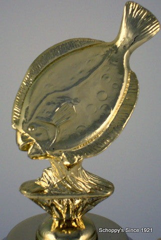 Flounder Trophy Cup -Gold Metal on Marble & Walnut Base-Trophies-Schoppy&