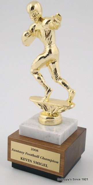 Football Trophy on Marble with Walnut Base-Trophies-Schoppy&