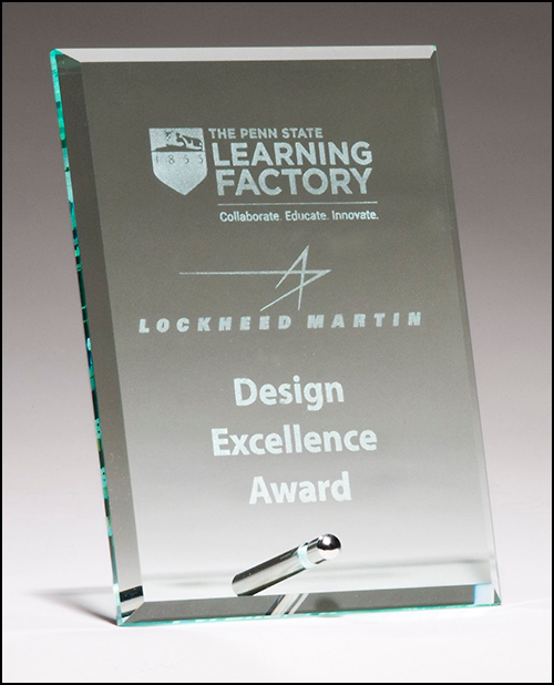 Clear Glass Award With a Silver Plated Easel Post-Glass & Crystal Award-Schoppy&