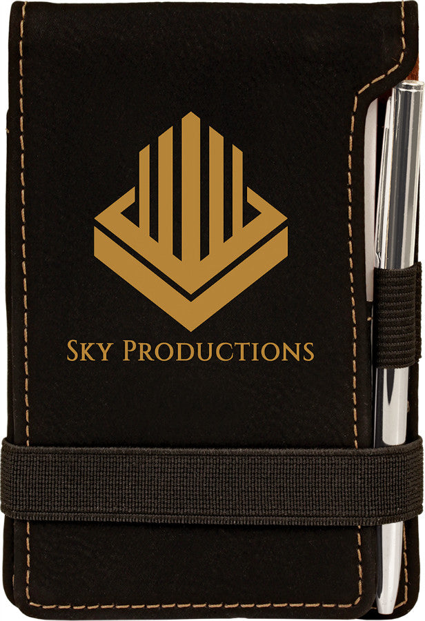 Laserable Leatherette Notepad with Pen-Leather-Schoppy&