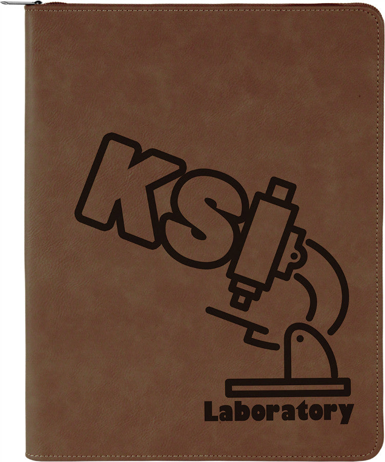 Zipper Laserable Leatherette Portfolio with Notepad-Leather-Schoppy&