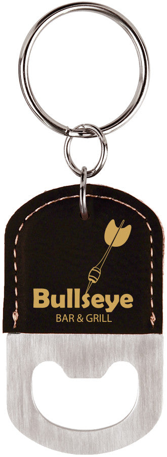 Oval Laserable Leatherette Bottle Opener Keychain-Gift-Schoppy&