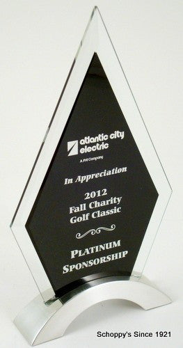 Glass Award with Black Silk Screen Engravable Area-Glass & Crystal Award-Schoppy&