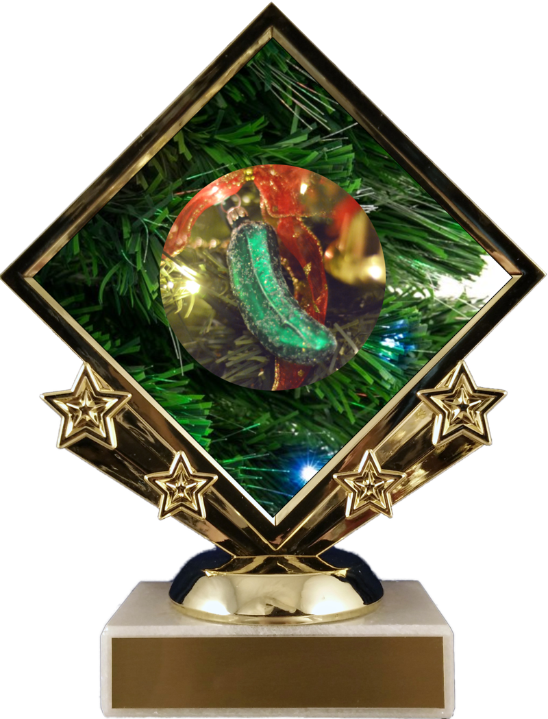 Diamond Star Christmas Pickle Logo Trophy-Trophy-Schoppy&