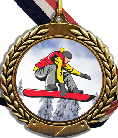 Snowboarding Logo Medal With Ribbon-Trophy-Schoppy's Since 1921