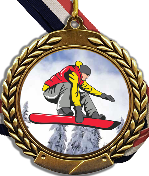 Snowboarding Logo Medal With Ribbon-Trophy-Schoppy&