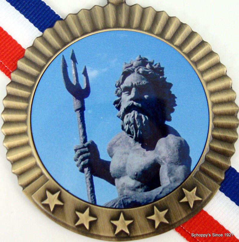 Gold Medal with King Neptune Logo 5 Stars-Medals-Schoppy&