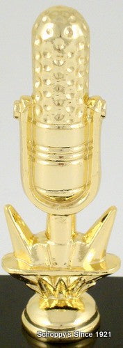 Golden Microphone Trophy on Round Base-Trophies-Schoppy&