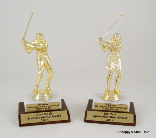 Golf Trophy on Marble and Wood Base-Trophies-Schoppy&